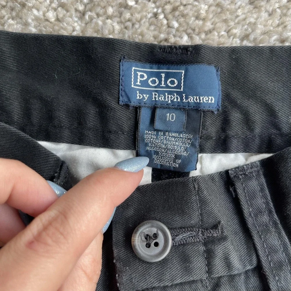 Polo Ralph Lauren Pants Boys 10 Black Chino Twill Cotton Casual Pockets School